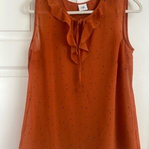 CAbi Orange Ruffle Blouse